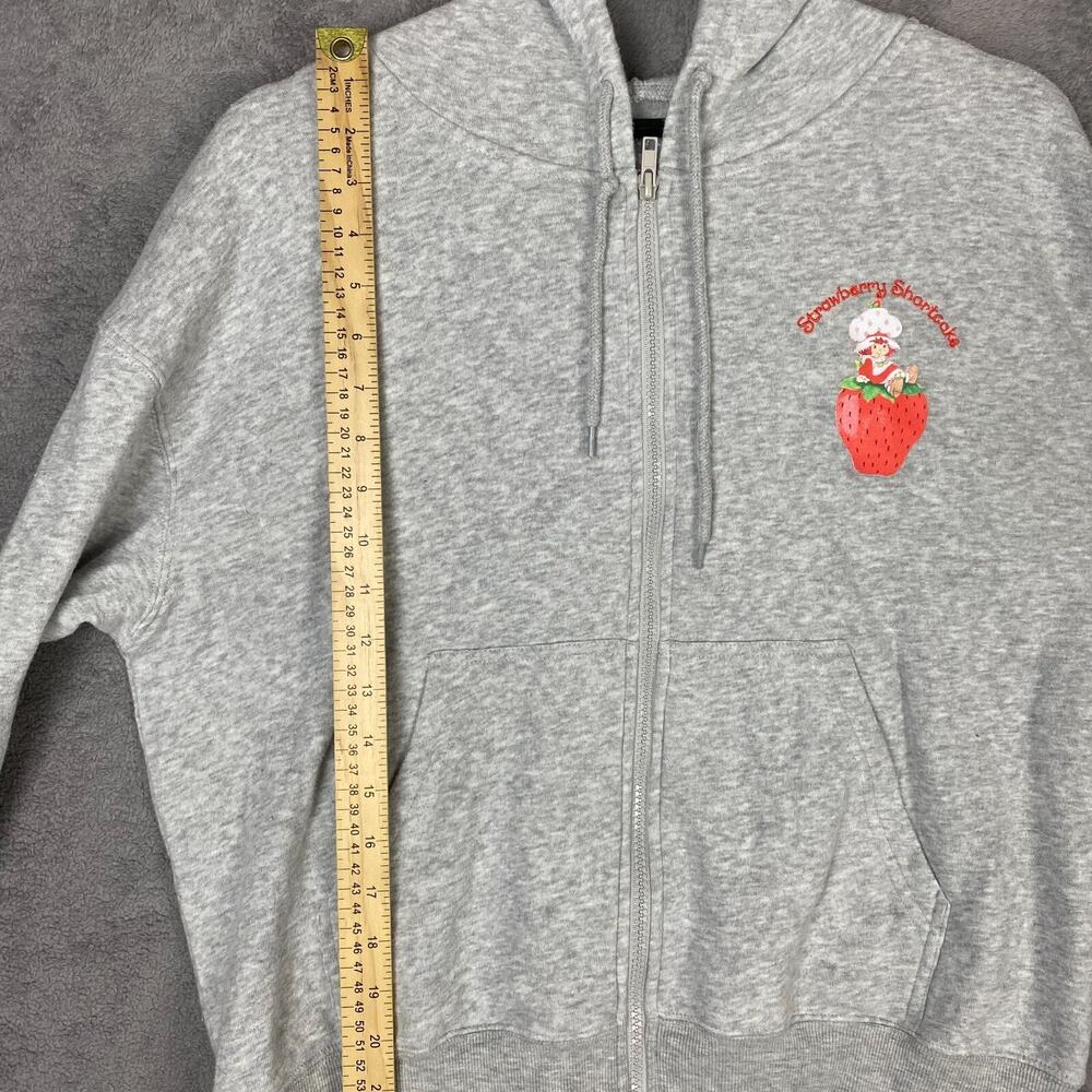 Strawberry Shortcake Hoodie Women Large Gray Graphic Full Zip Long Sleeve Active - Picture 14 of 16